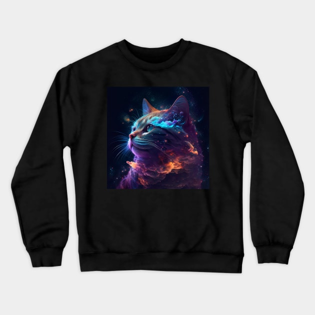 Cat Galaxy Crewneck Sweatshirt by D3monic